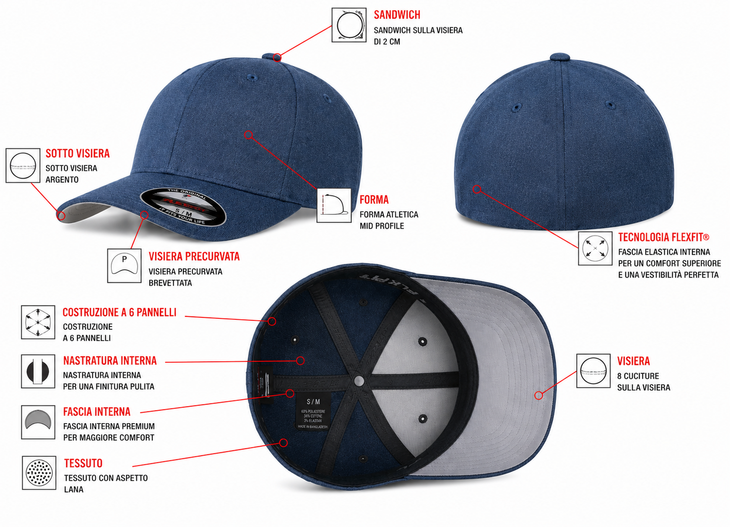 6277 Cappellino premium Flexfit Wooly Combed